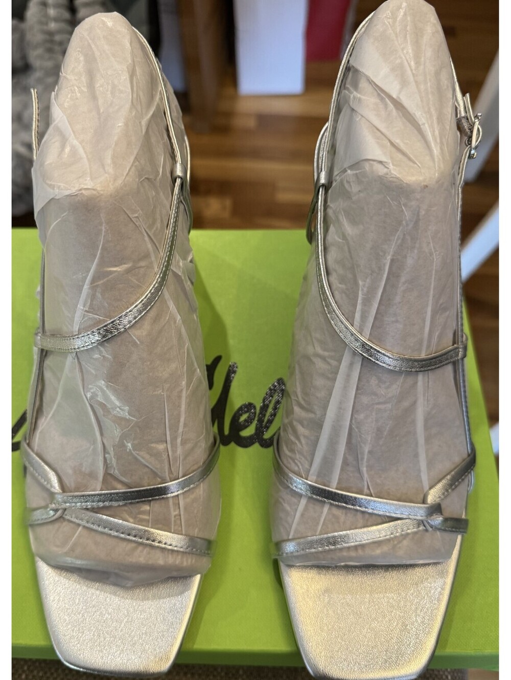Womens Sam Edelman Emmie Block Heel Silver Open Toe Sandals 11M